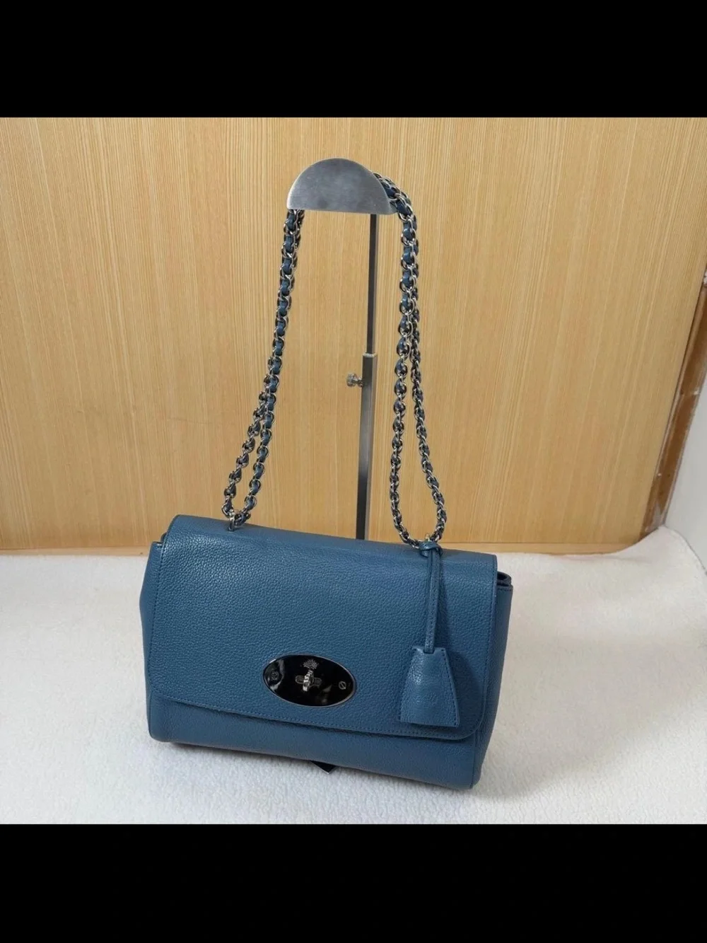 Mulberry Blue Leather Chain-Handle Shoulder Bag